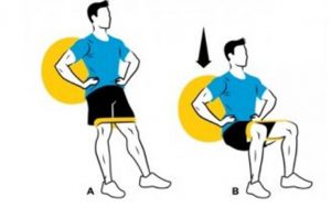 Squat with fitball and elastic band