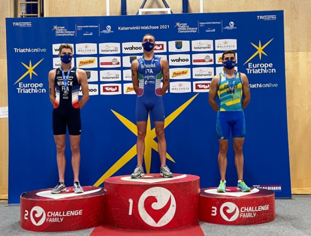 Men's podium of the European Aquathlon Championship 2021