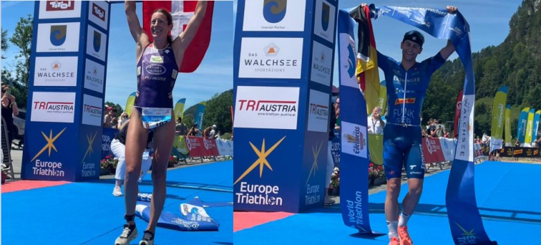 Frederick Funk and Nicola Spirig MD Triathlon European Champions at the Challenge Walchsee