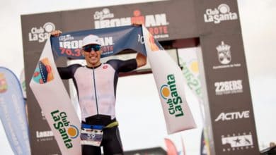 Leo Bergere winning the IRONMAN 70.3 Lanzarote