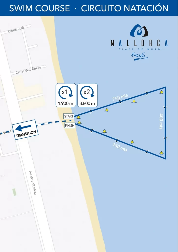 Mallorca 140.6, el triatlón de media y larga distancia en Playa de Muro. ,MAPA_SWIM_mallorca_1406-725x1024