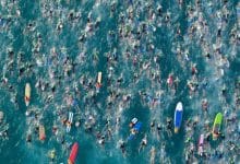imagen aérea de la natación en Kona