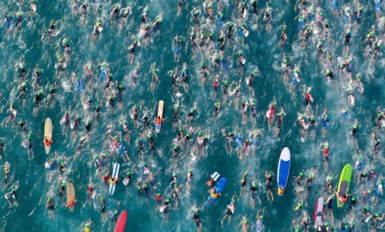 Luftbild vom Schwimmen in Kona