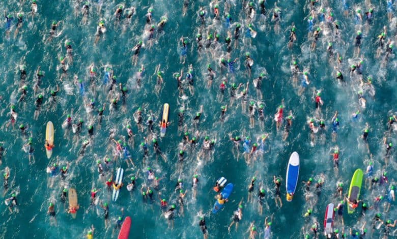 aerial image of swimming in Kona