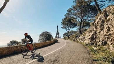 A triathlete in the Santuari de Sant Salvador