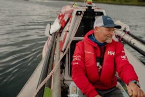 Antonio de la Rosa in his boat