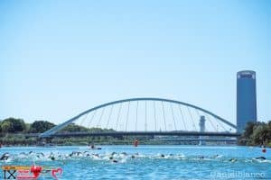Image of the swimming sector of the Seville Half Triathlon