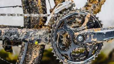 Image of a muddy mountain bike