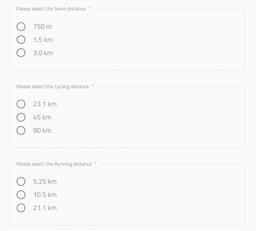 EL formato mix & match de TRITON Lisboa - Noticias Triatlón Imagen de como se puede seleccionar las distancias