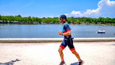 Cano foto Sport/ imagen de un triatleta en la Casa de campo de Madrid