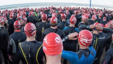 Image of triathletes before swimming