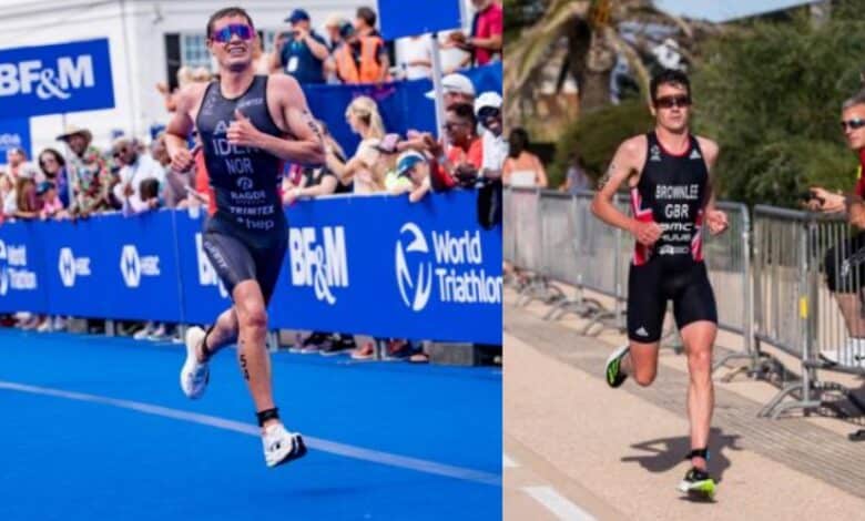 World Triathlon / image of Gustav Iden and Jonathan Brownlee in ITU competitions
