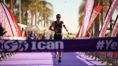 Finish line of the ICAN Triathlon Gandia