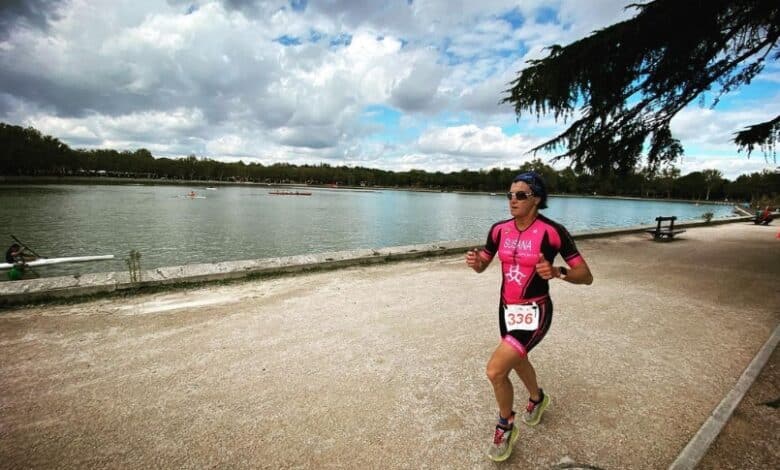 Instagram/ a triathlete running in the country house