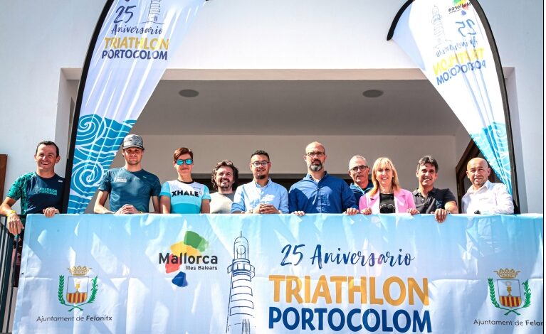 Foto de la presentación del Triathlon de Portocolom 2023
