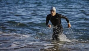 A swimmer with zone3 neoprene