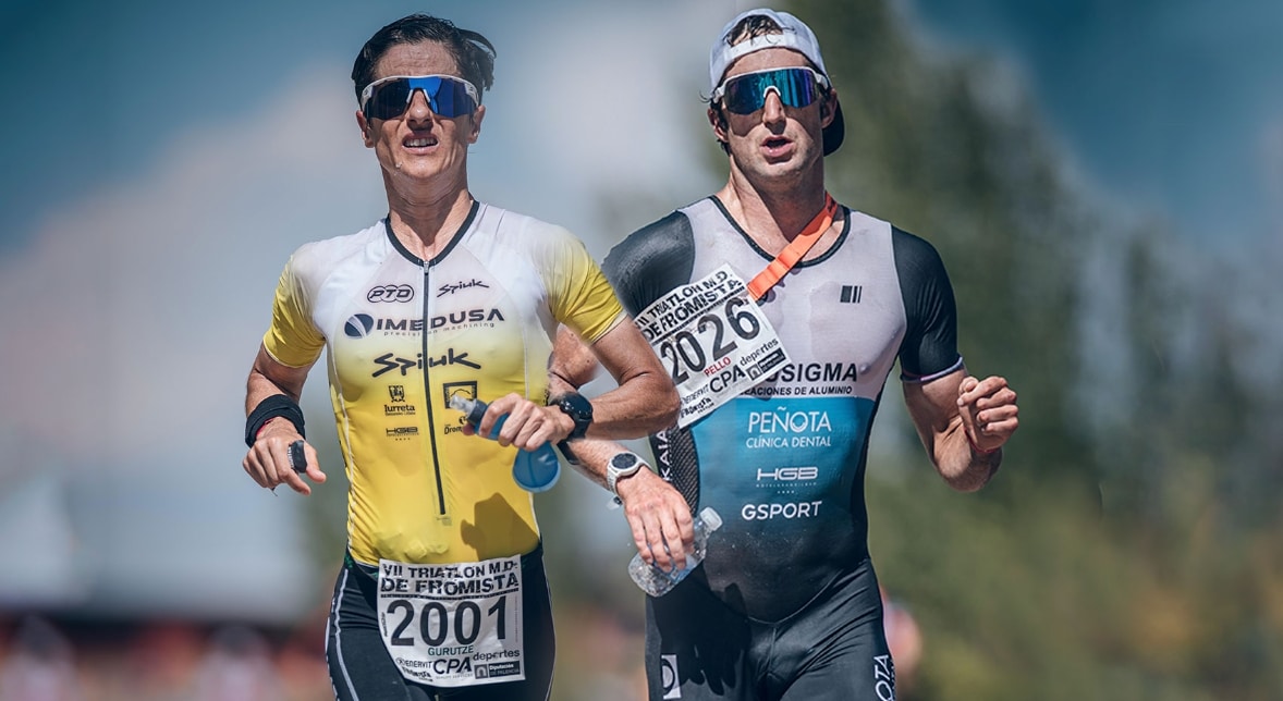 Collage de los ganadores en 2022 del Triatlón Fromista