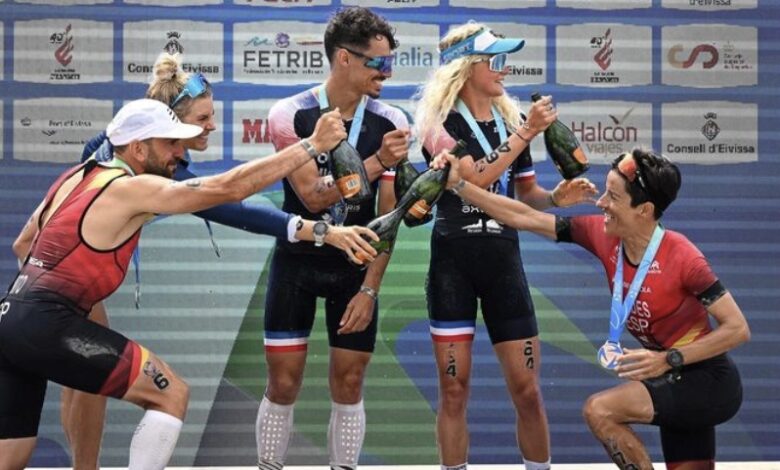 World Triathlon / image du podium de la Coupe du monde LD à Ibiza
