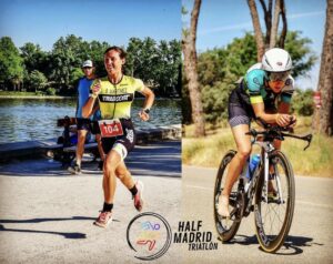 Deux triathlètes dans le Half Madrid
