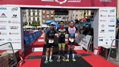 Men's podium of the Half Triathlon Pamplona Iruña