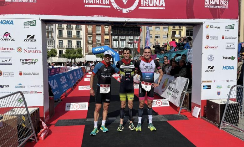Herren-Podium des Half Triathlon Pamplona Iruña
