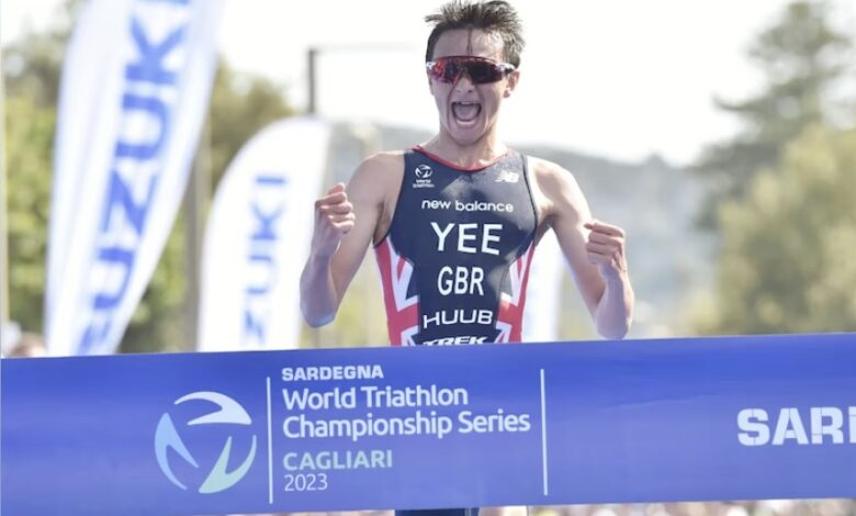 WorldTriathlon/ Alex Yee vencendo em Cagliari