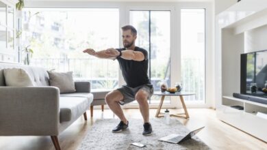 A sportsman doing squats