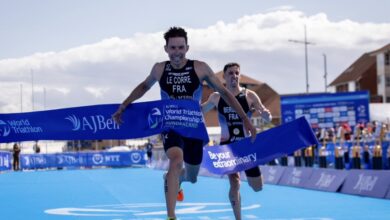 WorldTriathlon/ Leo Bergere winning the WTCS Sunderland