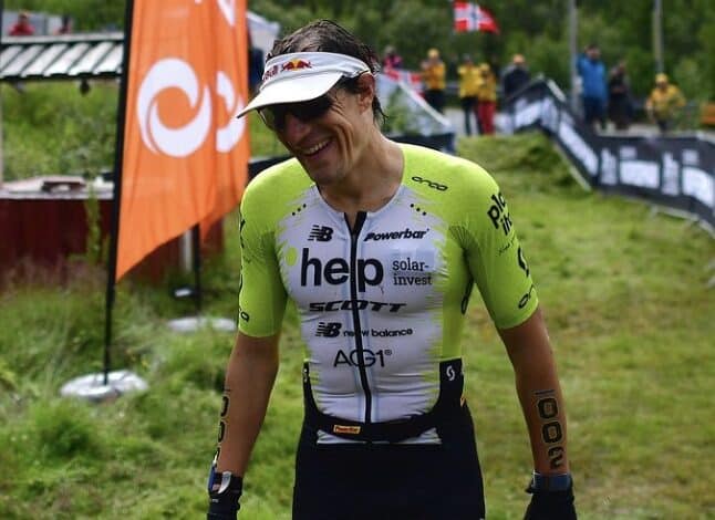 @alexander.koerner /Sebastian Kienle at the finish line of the Norseman Xtreme Triathlon