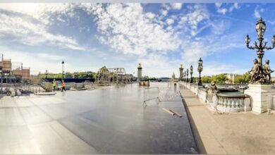 Triathlon/ Imagen de la zona de meta del Test event de Paris