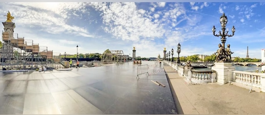 Triathlon / Bild des Zielbereichs der Testveranstaltung in Paris