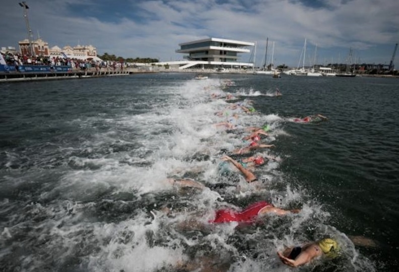 WoirldTriathlon/ natación en la Marina de Valencia