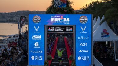 :Donald Miralle for IRONMAN/ the finish line in Nice