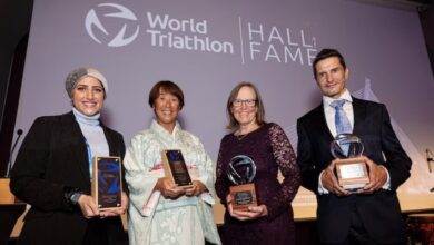 Worldtriathln/ Iván Raña at the Hall of Fame awards ceremony