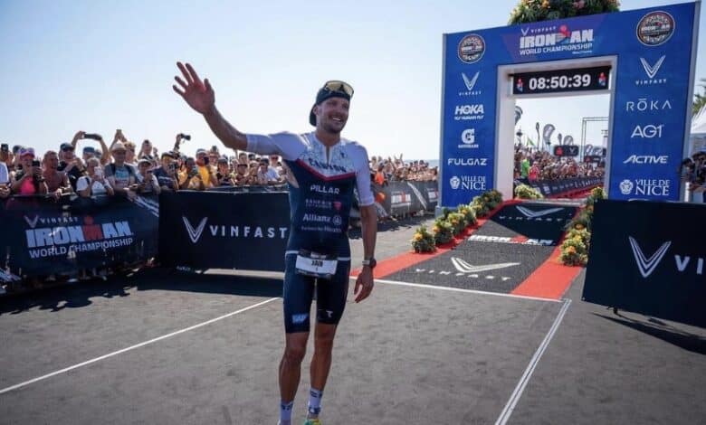 @donaldmiralle/ Jan Frodeno at the finish line in Nice