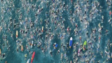 IRONMAN/ aerial image of IRONMAN Kona