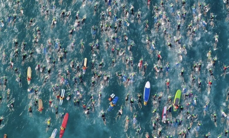 IRONMAN/ aerial image of IRONMAN Kona