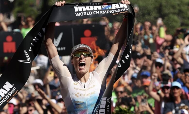 IRONMAN/ Lucy Charles winning at IRONMAN Kona 2023