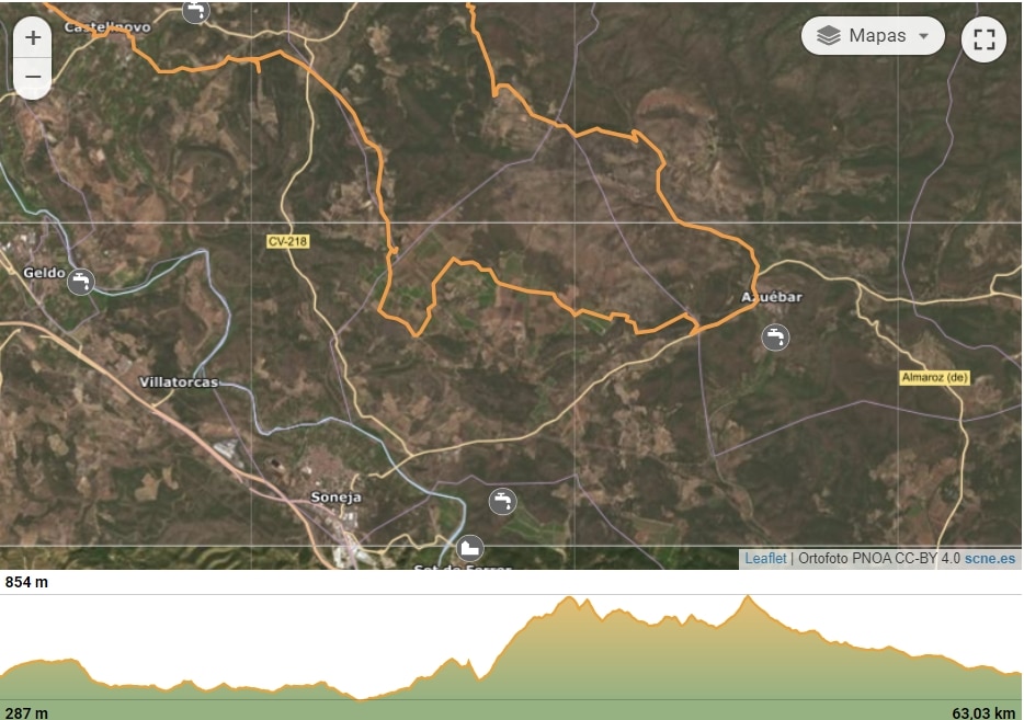 MTB Route Pantano Regajo, Castelnovo, Azuevar, Almedijar, La Nevera, La Rapita, Matet, Gaibiel, El Regajo,
