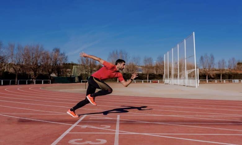 A runner training on the track