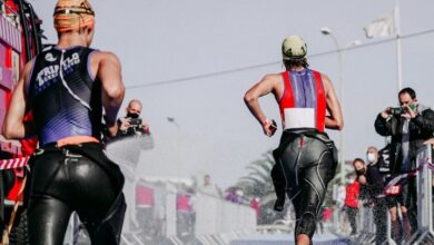 Tela/ Immagine di una transizione di triathlon