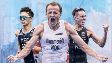 World Triathlon/Collage von Triathleten