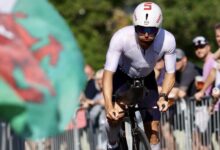 IRONMAN/ a triathlete in the lM Wales