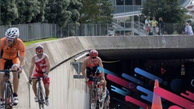 Triathletes in the Santander City Triathlon