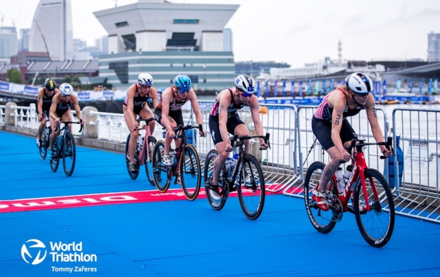 Mondiale di Triathlon/immagine dei triatleti a Yokohama