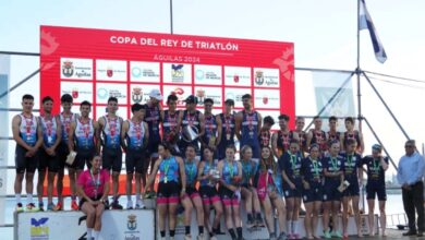 FETRI/ joint podium of the Spanish Relay Triathlon Championship in Águilas