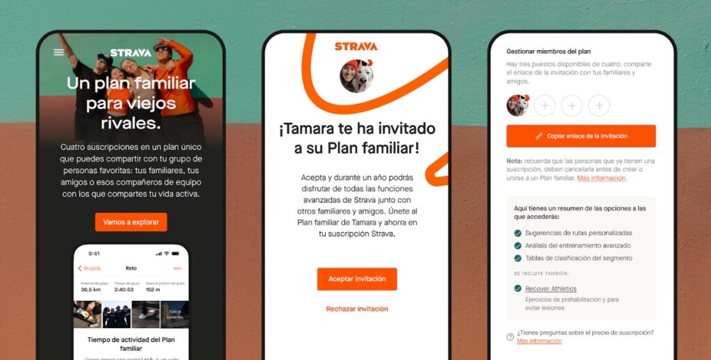 captura del Plan familiar de Strava