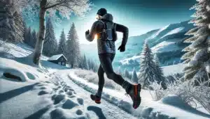Dalle/ Dibujo de un deportista entrenado en invierno