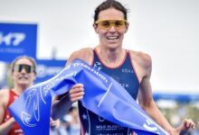 Instagram/ Gwen Jorgensen ganando una Copa del Mundo