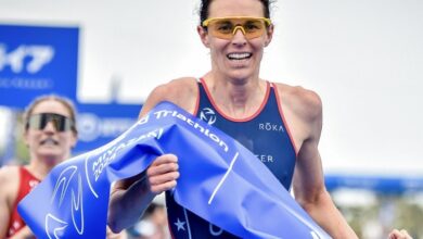 Instagram/ Gwen Jorgensen ganando una Copa del Mundo